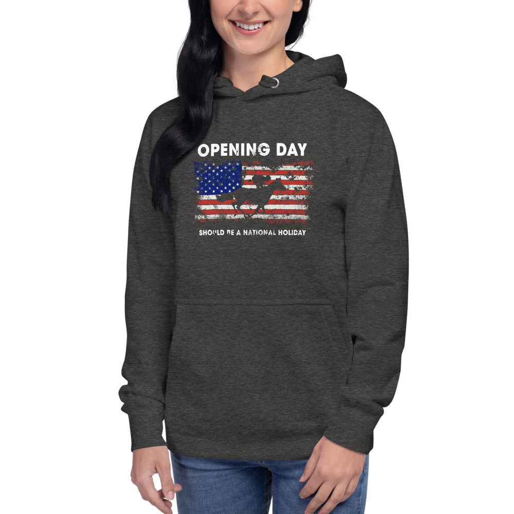 Opening Day Horse Racing Track Race Derby Fan USA Flag Unisex Hoodie Top Sweatshirt