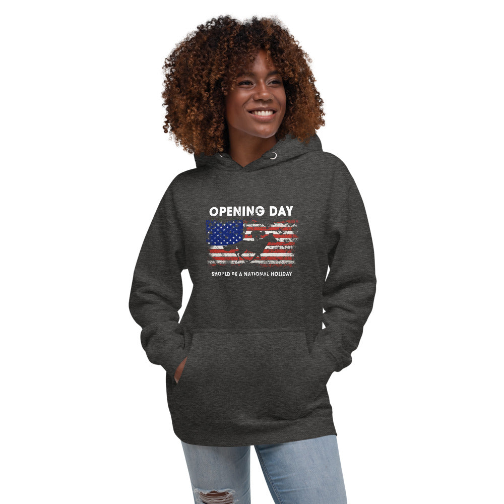 Opening Day Horse Racing Track Race Derby Fan USA Flag Unisex Hoodie Top Sweatshirt