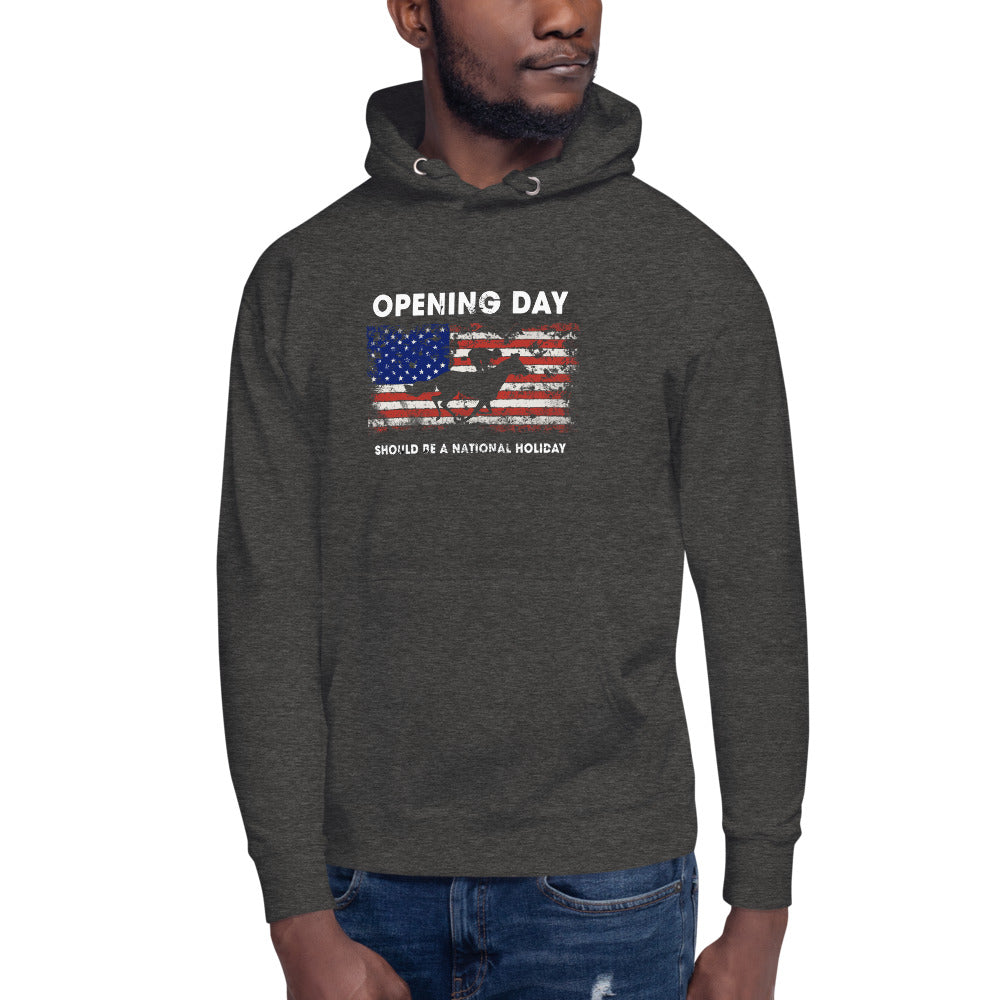 Opening Day Horse Racing Track Race Derby Fan USA Flag Unisex Hoodie Top Sweatshirt