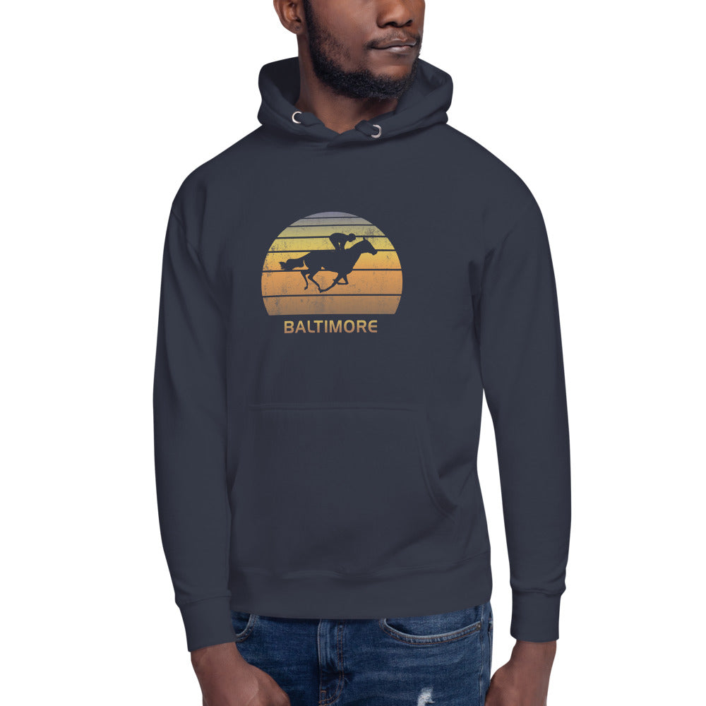 Retro Baltimore Horse Racing Track Derby Fan Unisex Hoodie Top Sweatshirt