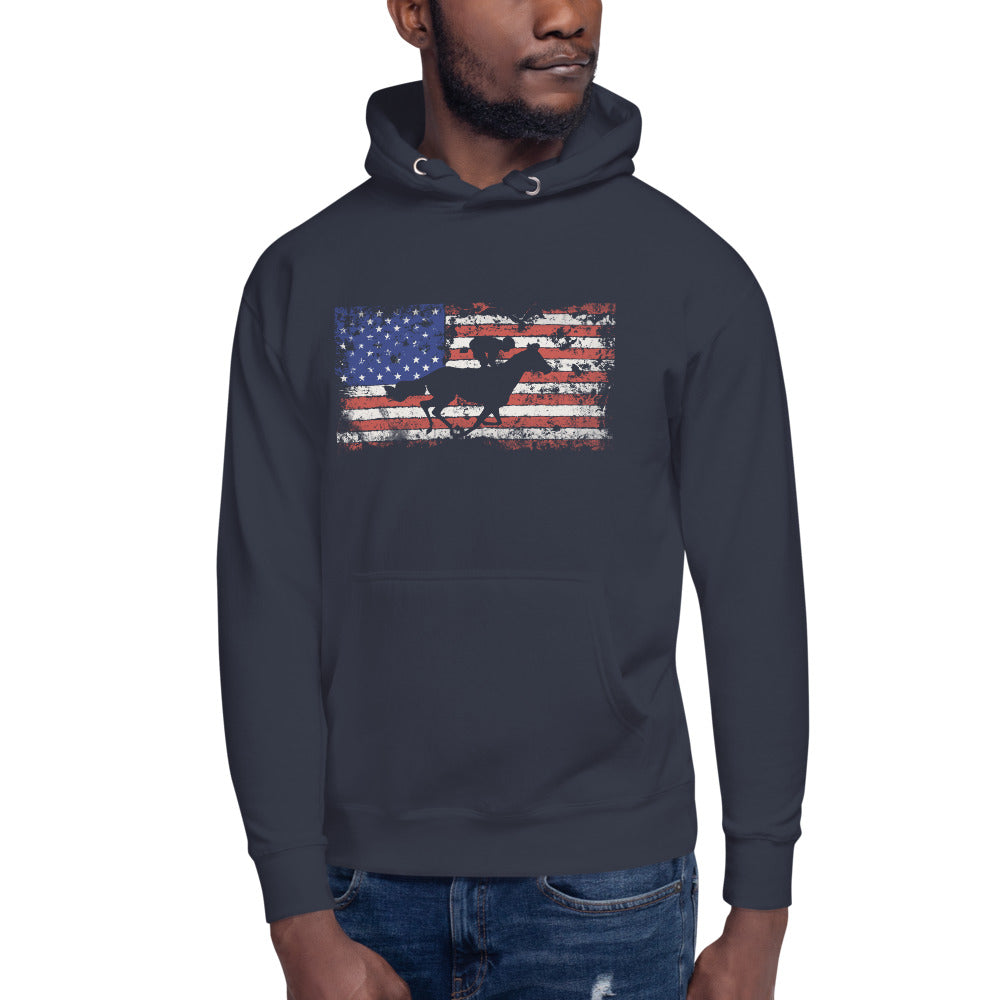 Horse Racing Fan USA Flag Patriotic Race Track Lover Unisex Hoodie Top Sweatshirt