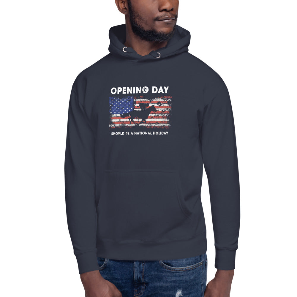 Opening Day Horse Racing Track Race Derby Fan USA Flag Unisex Hoodie Top Sweatshirt