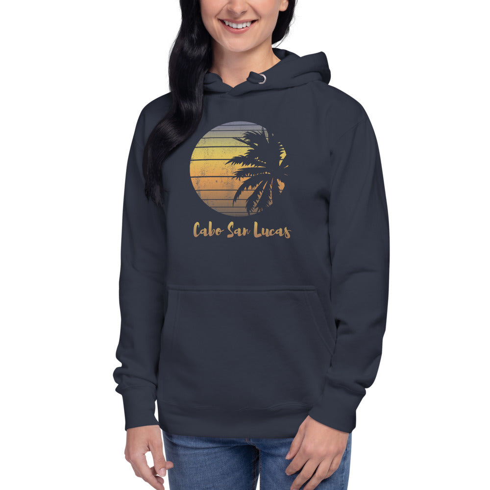 Retro Cabo San Lucas Mexico Beach Family Vacation Souvenir Palm Tree Unisex Hoodie Top Sweatshirt