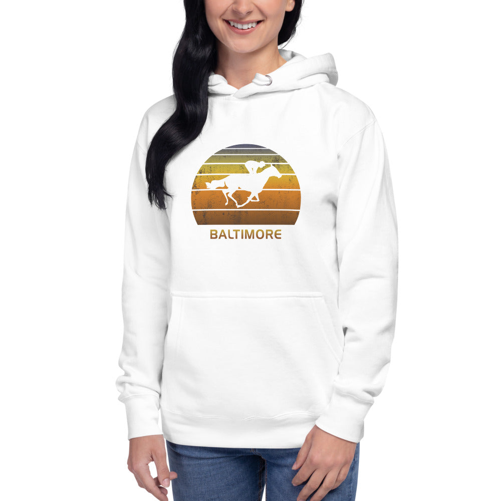 Retro Baltimore Horse Racing Track Derby Fan Unisex Hoodie Top Sweatshirt