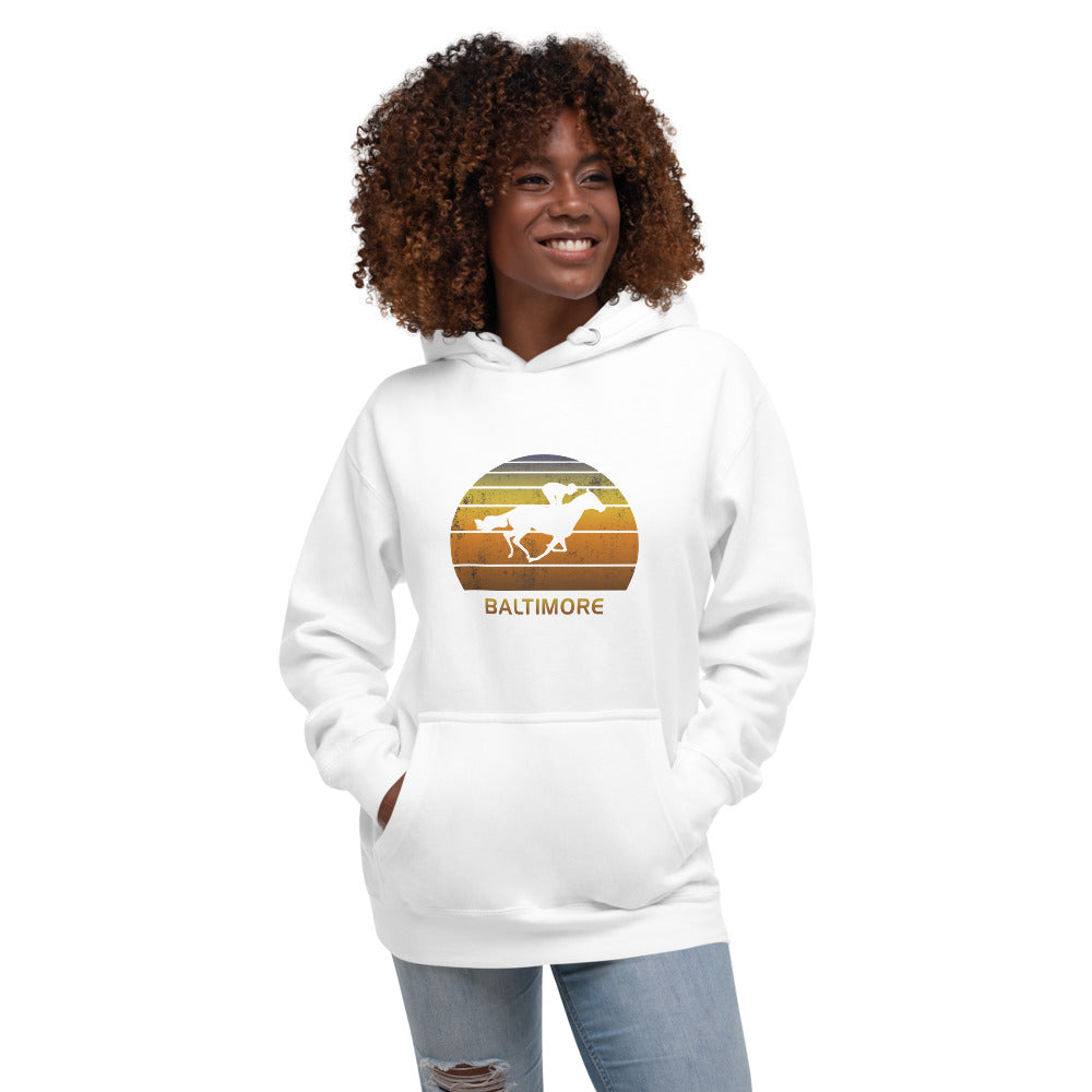 Retro Baltimore Horse Racing Track Derby Fan Unisex Hoodie Top Sweatshirt