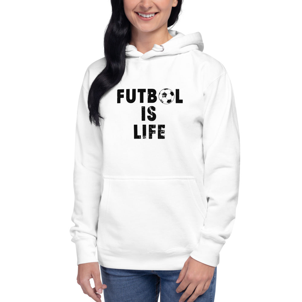 Funny Futbol Is Life Quote Football Fan Soccer Unisex Hoodie Top Sweatshirt