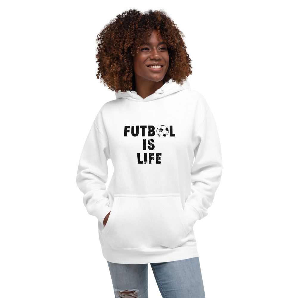 Funny Futbol Is Life Quote Football Fan Soccer Unisex Hoodie Top Sweatshirt