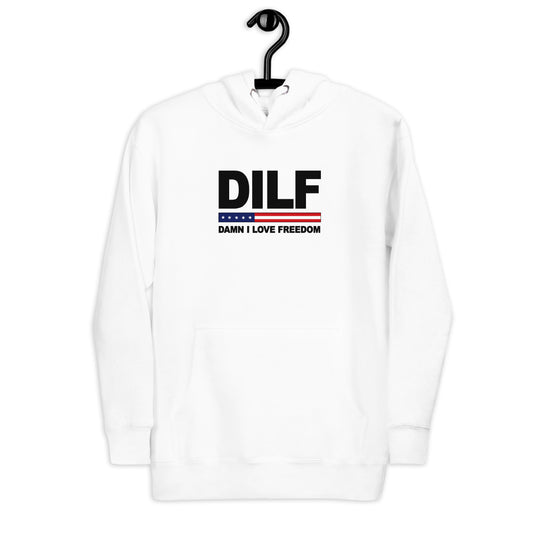 Funny DILF Military Service Freedom 4th Of July USA Flag Joke Unisex Hoodie Top Sweatshirt