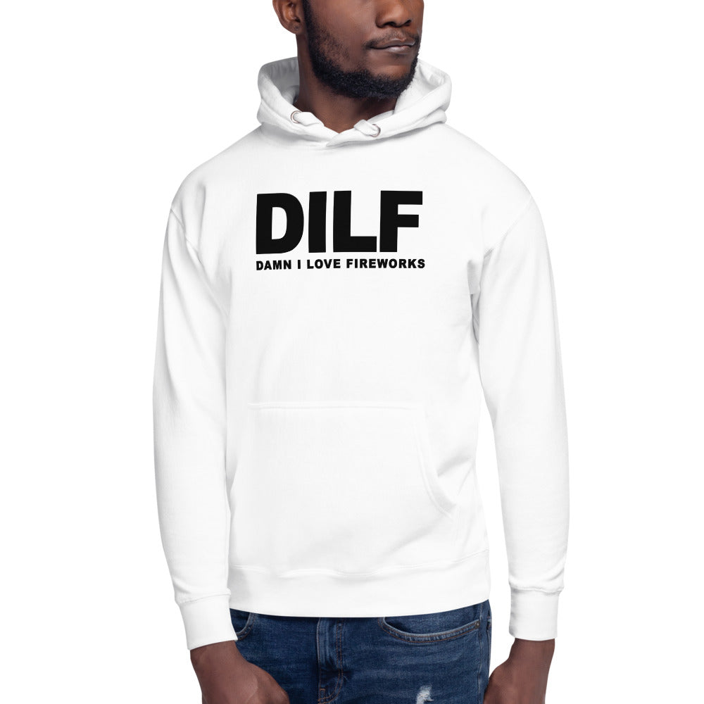 Funny DILF 4th Of July Joke Quote Fireworks Fan  Unisex Hoodie Top Sweatshirt