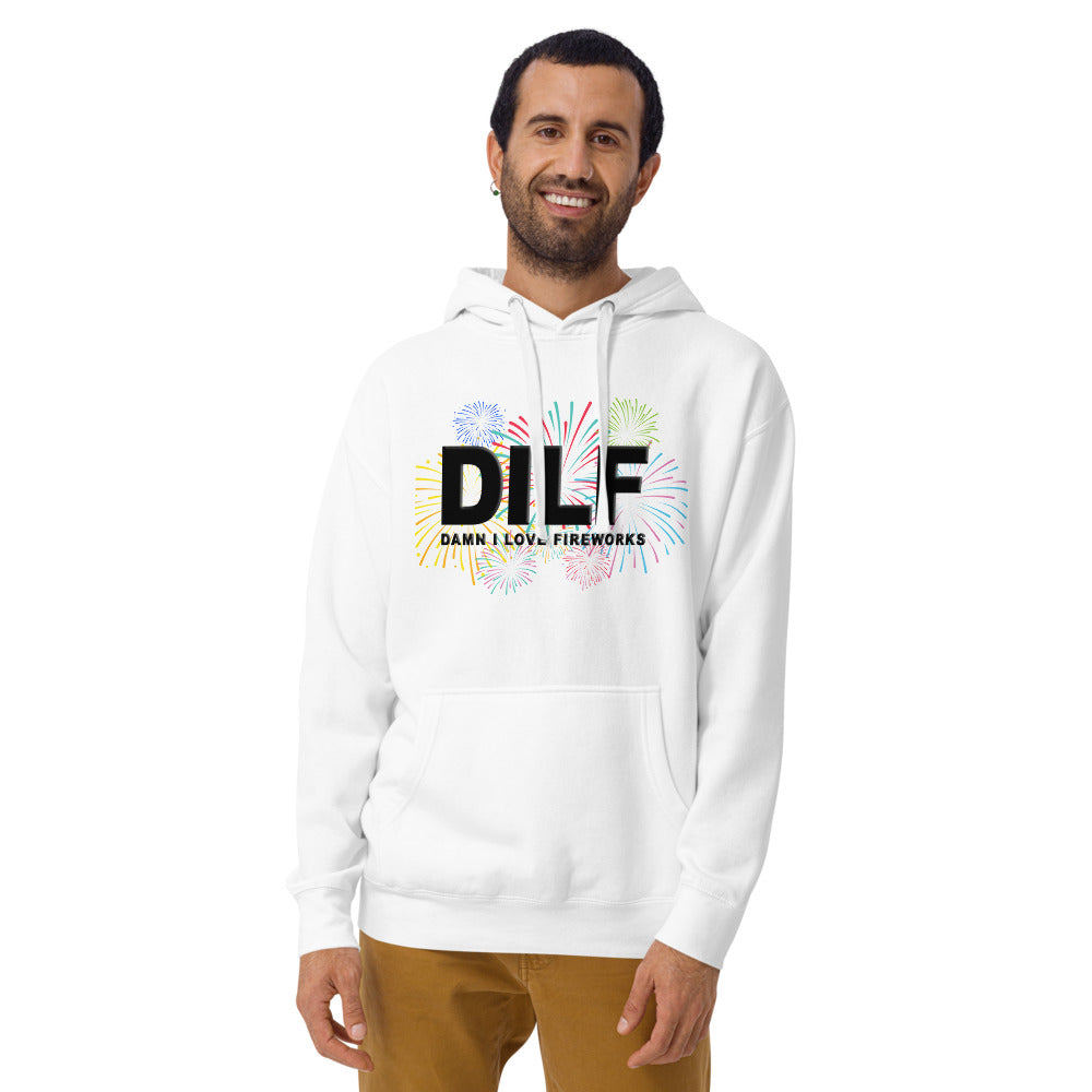 Funny DILF 4th Of July Fireworks Joke Fan Quote  Unisex Hoodie Top Sweatshirt