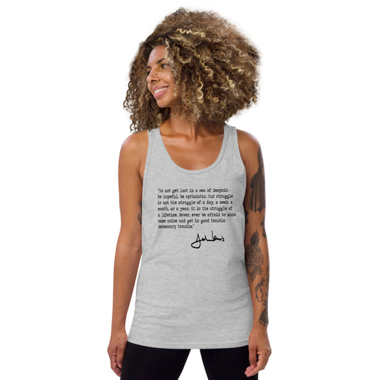 John Lewis Good Trouble Political Quote Civil Rights Icon Democrats Unisex Tank Top