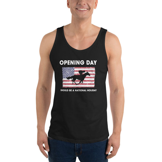 Opening Day Horse Racing Track Derby Fan USA Flag Unisex Tank Top