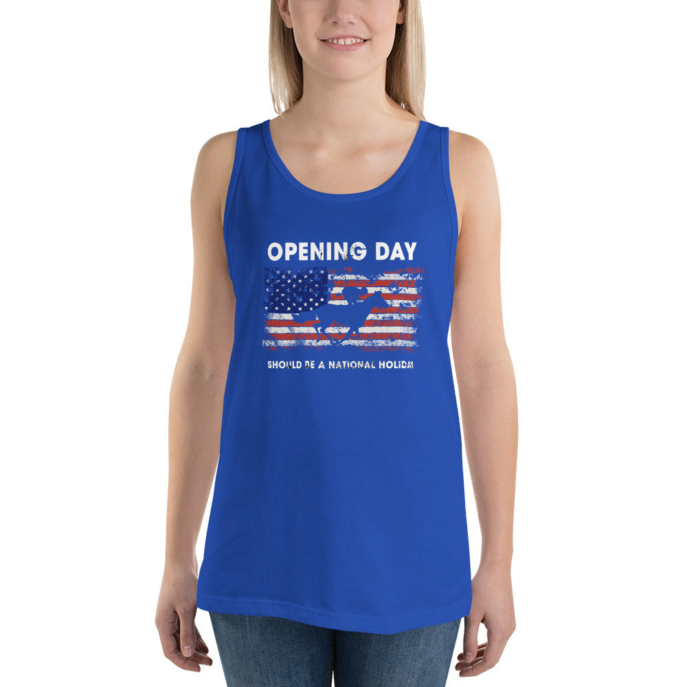 Opening Day Horse Racing Track Race Derby Fan USA Flag Unisex Tank Top