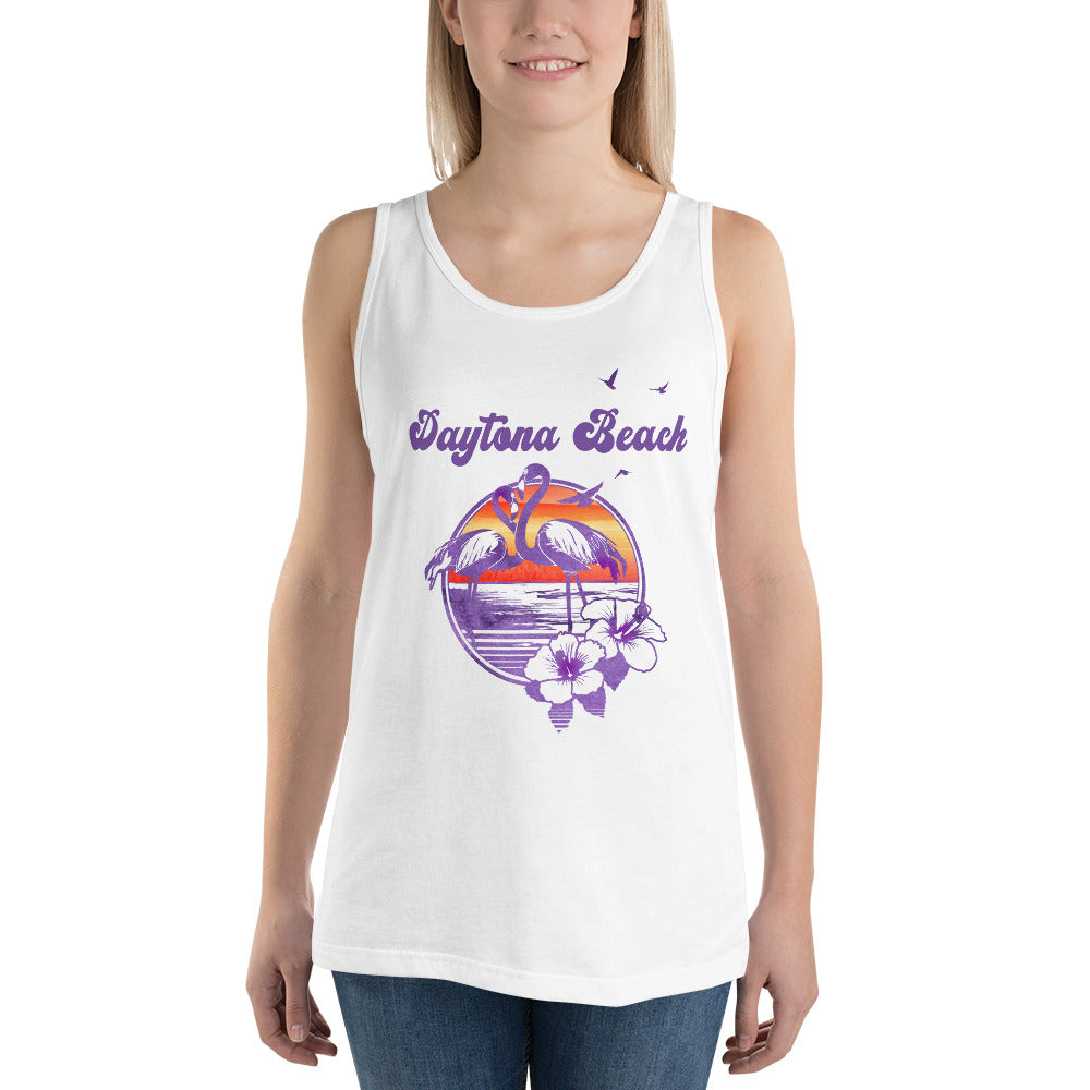 Retro Daytona Beach Florida Flamingo Hibiscus Unisex Tank Top