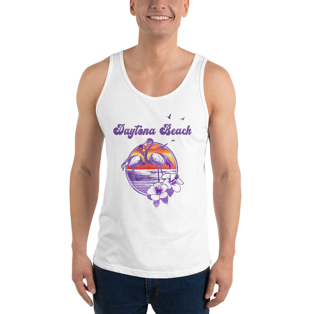 Retro Daytona Beach Florida Flamingo Hibiscus Unisex Tank Top