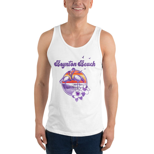 Retro Boynton Beach Florida Flamingo Hibiscus Unisex Tank Top