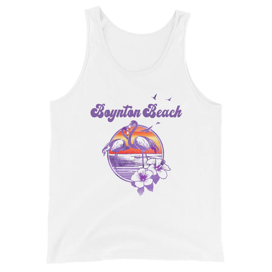 Retro Boynton Beach Florida Flamingo Hibiscus Unisex Tank Top