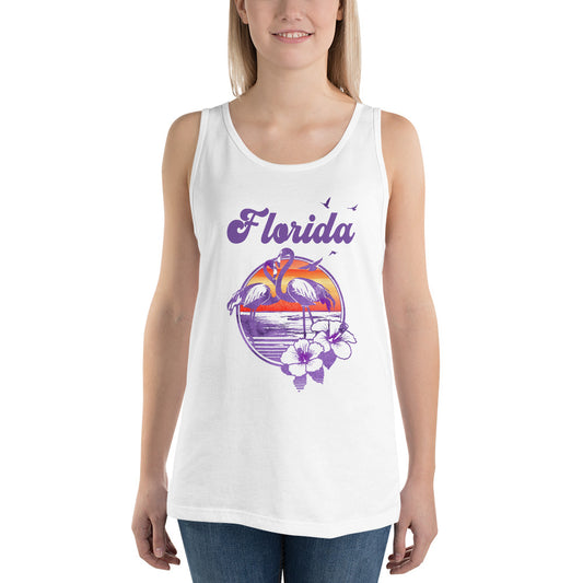 Retro Florida Beach Flamingo Hibiscus Unisex Tank Top