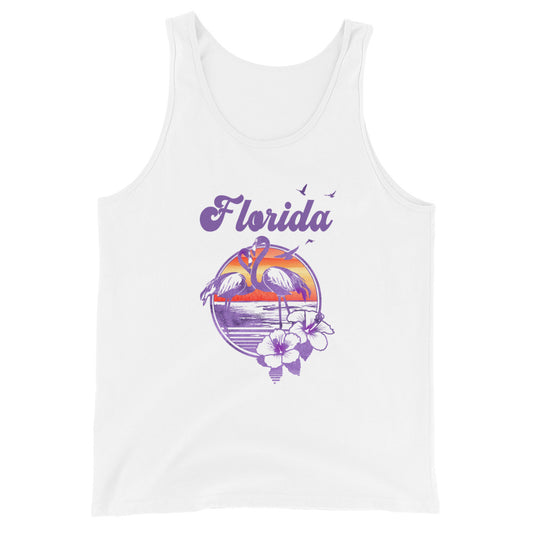 Retro Florida Beach Flamingo Hibiscus Unisex Tank Top