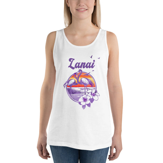 Retro Lanai Hawaii Beach Flamingo Hibiscus Unisex Tank Top