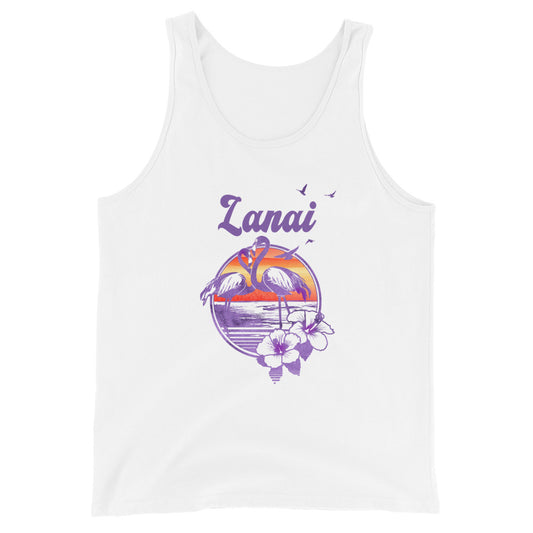 Retro Lanai Hawaii Beach Flamingo Hibiscus Unisex Tank Top