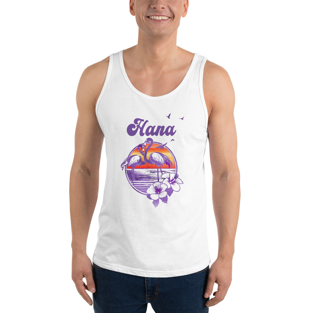 Retro Hana Maui Hawaii Beach Flamingo Hibiscus Unisex Tank Top