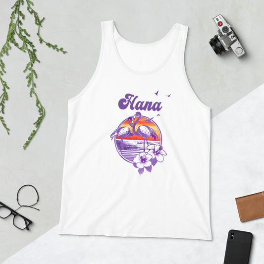 Retro Hana Maui Hawaii Beach Flamingo Hibiscus Unisex Tank Top