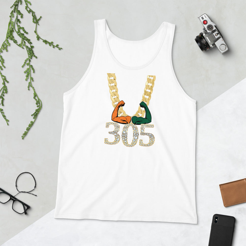 Miami Area Code 305 Turnover Funny Gold Chain College Football Fan Unisex Tank Top