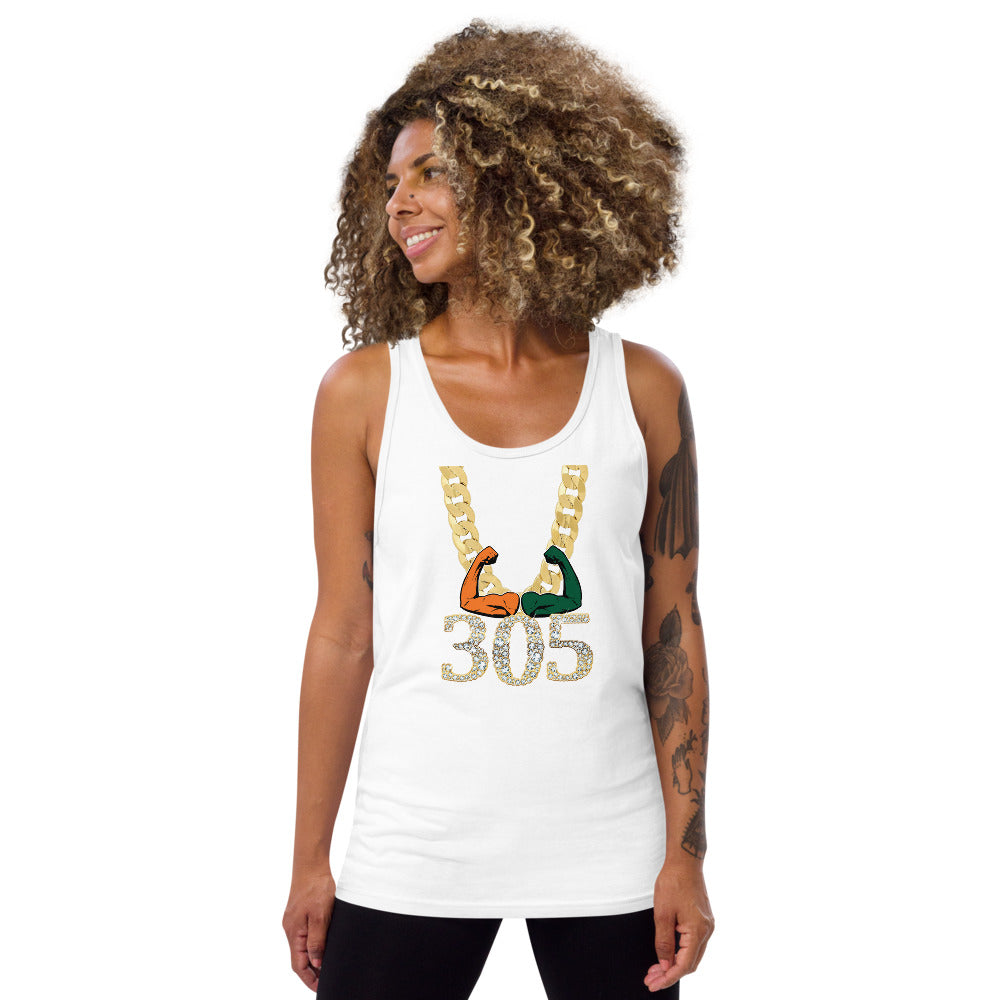 Miami Area Code 305 Turnover Funny Gold Chain College Football Fan Unisex Tank Top