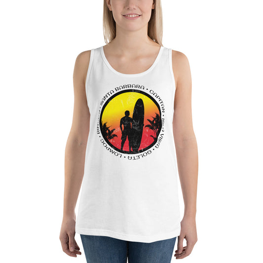 Cool Santa Barbara California Surf Fan Surfing Lover Beach Unisex Tank Top