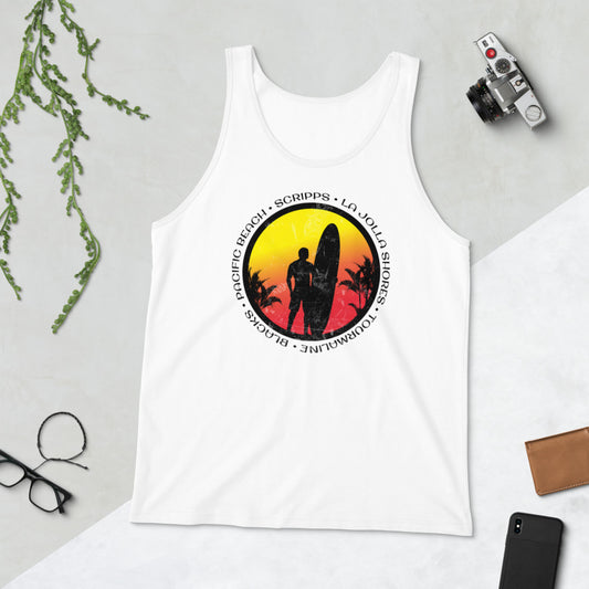 Cool San Diego California Surf Fan Surfing Lover Beach Unisex Tank Top