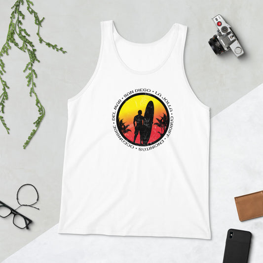 Cool San Diego County California Surf Fan Surfing Lover Beach Unisex Tank Top