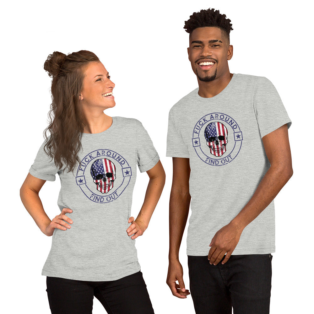 Funny Fuck Around & Find Out FAFO Vulgar Quote 4th Of July USA Flag  Unisex T-Shirt