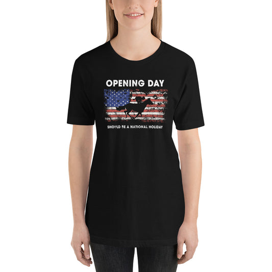 Opening Day Horse Racing Track Race Derby Fan USA Flag Unisex T-Shirt