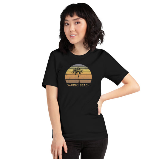 Vintage Waikiki Beach Oahu Hawaii Sunset Unisex T-Shirt