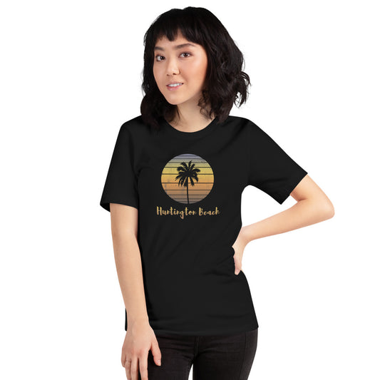Vintage Huntington Beach California Unisex T-Shirt Vacation Souvenir Palm Tree