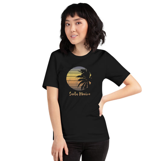 Vintage Santa Monica California Beach Unisex T-Shirt Vacation Souvenir Palm Tree