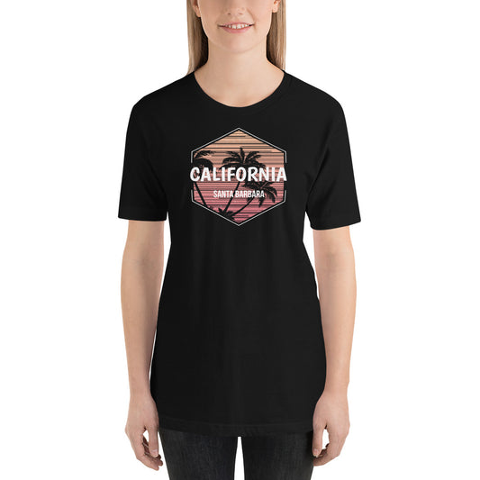 Santa Barbara California Sunset  Vacation Souvenir  Retro Sunrise Unisex T-Shirt