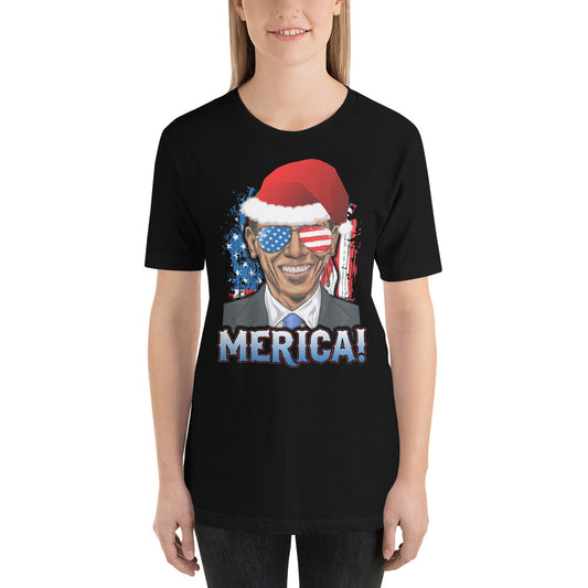 Funny Barack Obama Merica Christmas Political Democrats USA Flag Unisex T-Shirt