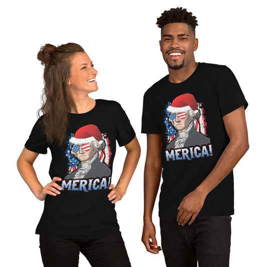 Funny President George Washington Merica Christmas Political USA Flag Unisex T-Shirt