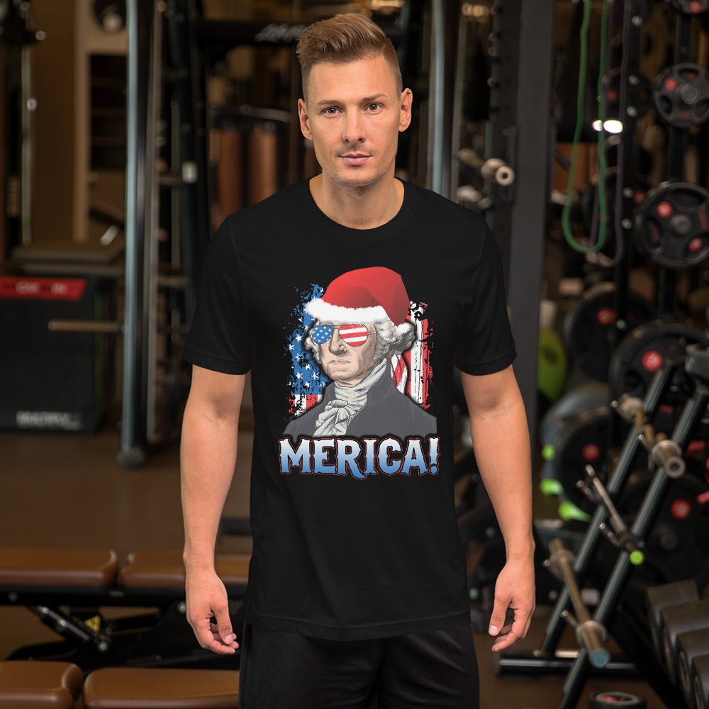 Funny President George Washington Merica Christmas Political USA Flag Unisex T-Shirt