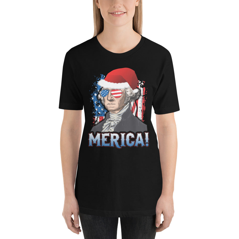 Funny President George Washington Merica Christmas Political USA Flag Unisex T-Shirt