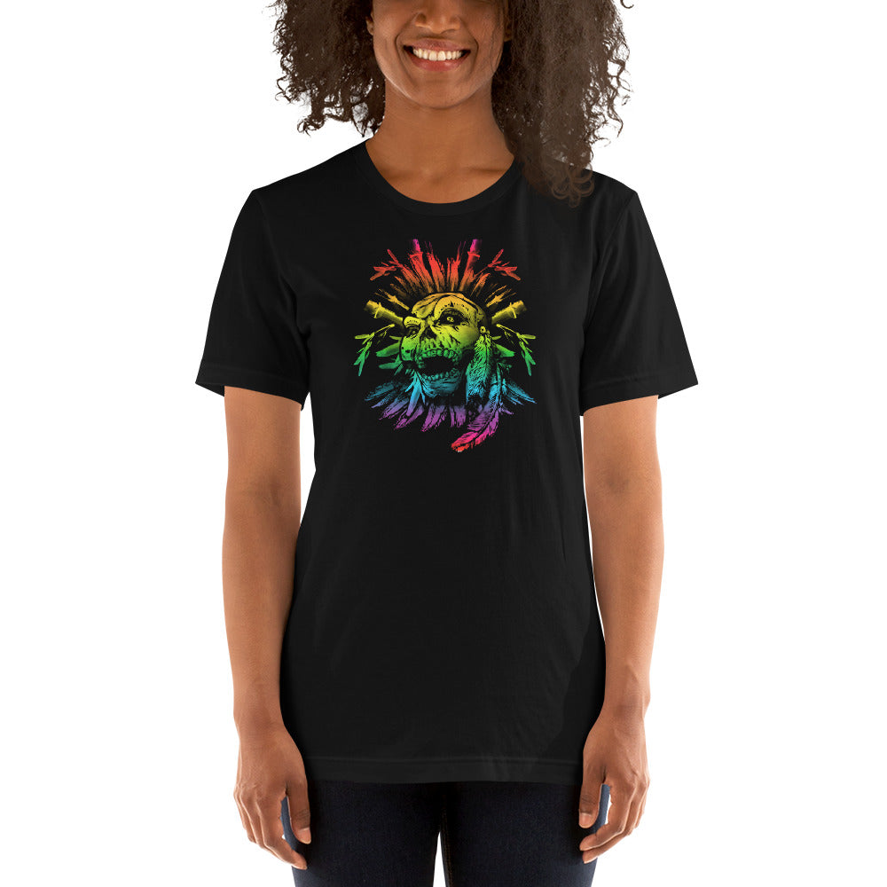 Cool Gay Pride Flag LGBTQ Skull Artistic Unisex T-Shirt