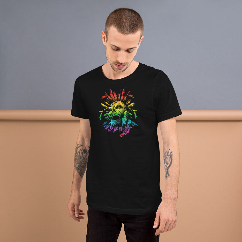 Cool Gay Pride Flag LGBTQ Skull Artistic Unisex T-Shirt