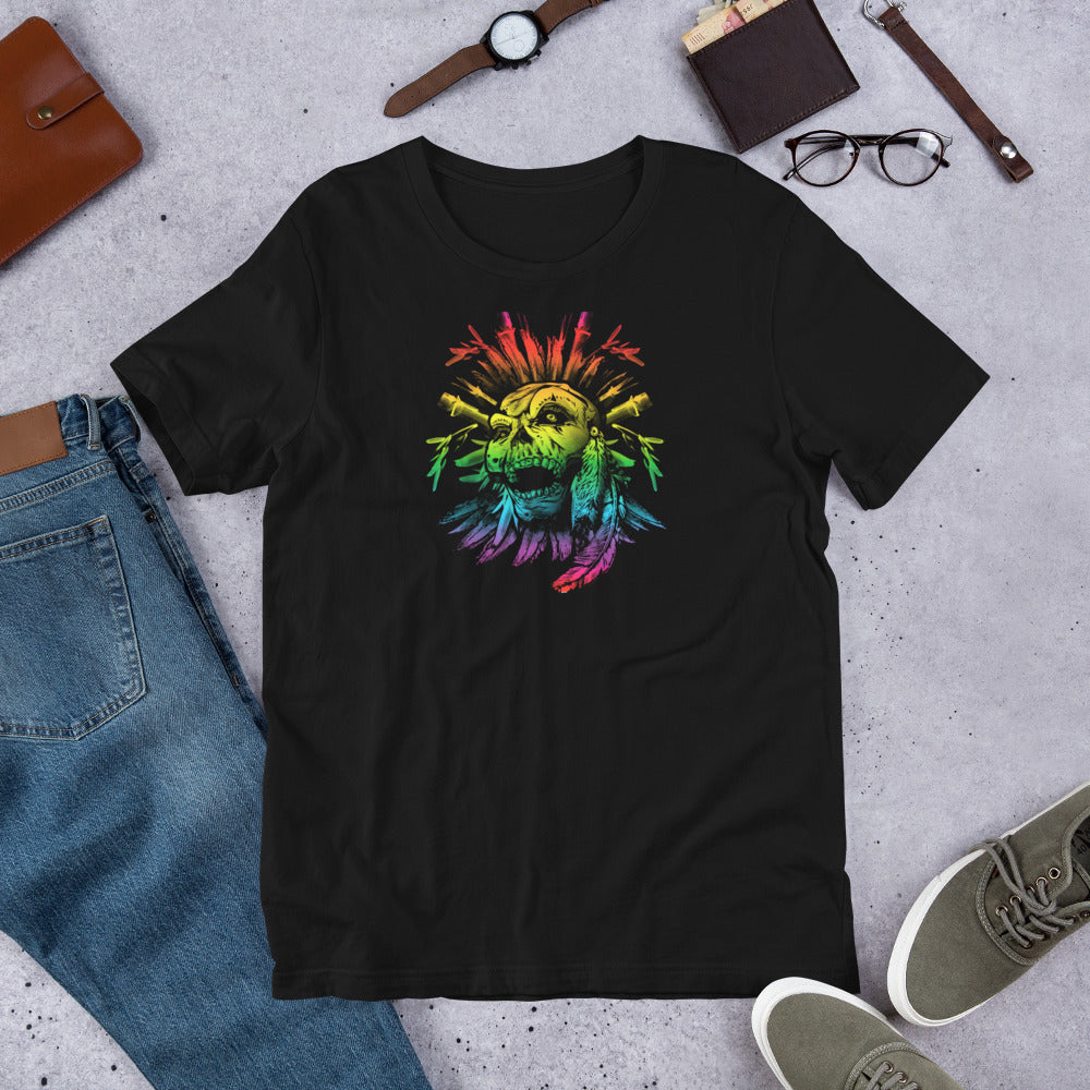 Cool Gay Pride Flag LGBTQ Skull Artistic Unisex T-Shirt