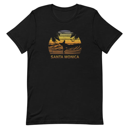 Retro Santa Monica California Surfing Fan Surfer Beach Sunset Souvenir Unisex T-Shirt