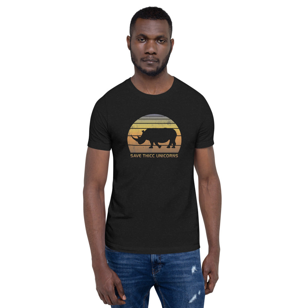 Funny Save Thicc Unicorn Rhinoceros Joke Quote Unisex T-Shirt