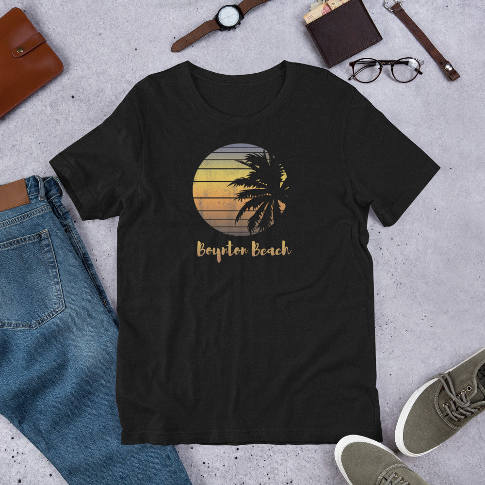 Retro Boynton Beach Florida Palm Tree Vacation Souvenir Unisex T-Shirt