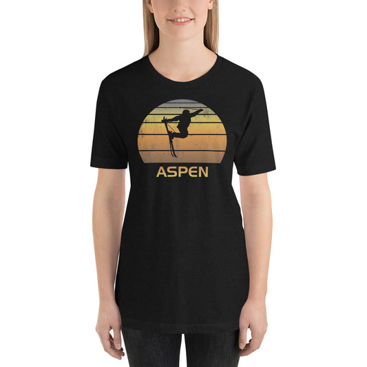 Cool Retro Aspen Colorado Skiing Ski Fan Unisex T-Shirt