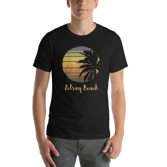 Retro Delray Beach Florida Palm Tree Vacation Souvenir Unisex T-Shirt